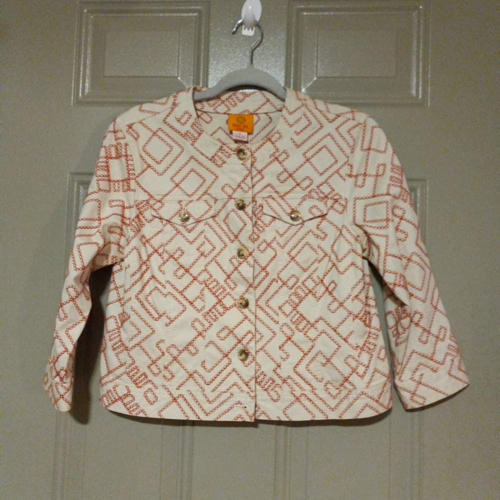 Ruby Rd.  Denim 3/4 Sleeve Button Jean Jacket~Size 8